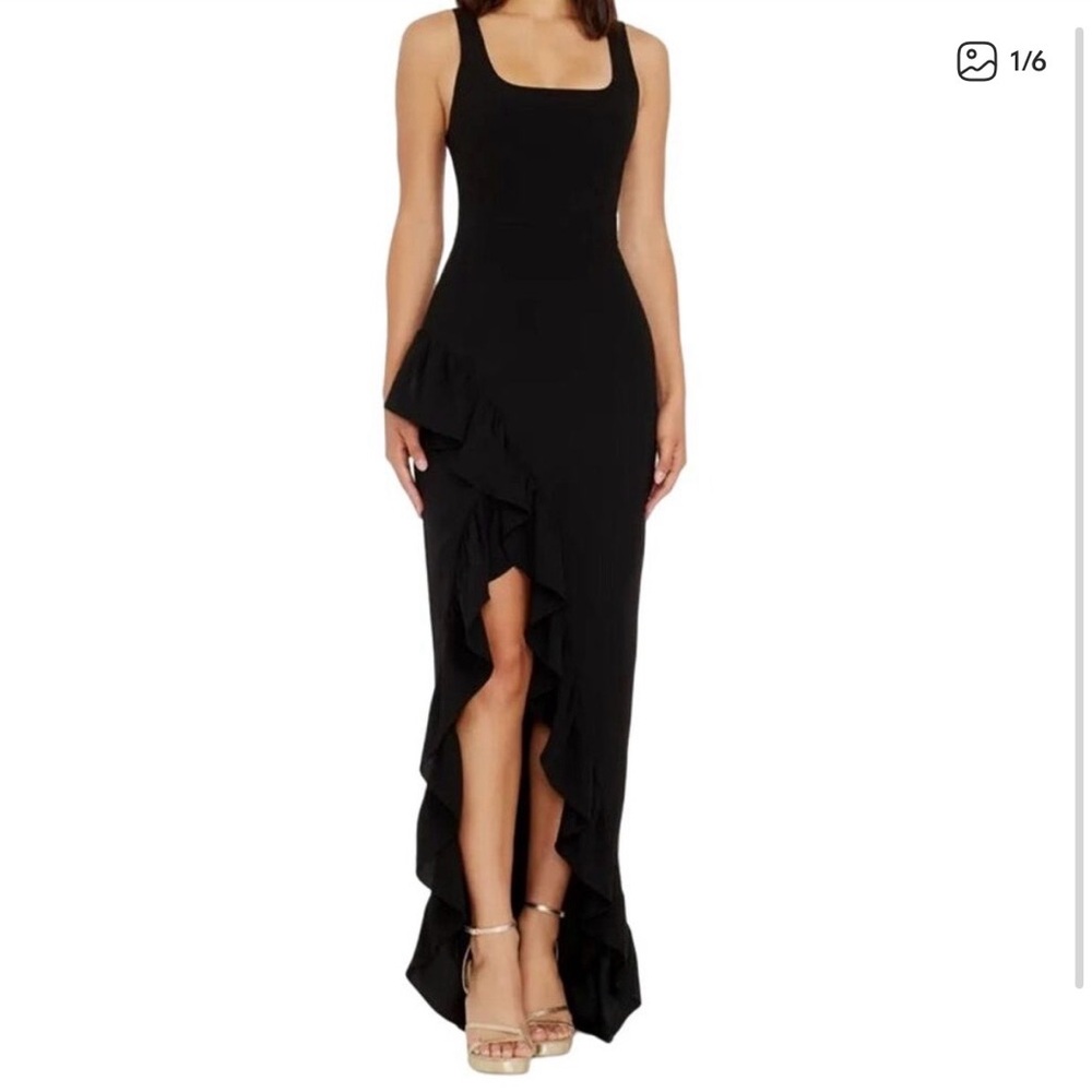 Dress the Population Charlene ruffle gown dress black size Large L